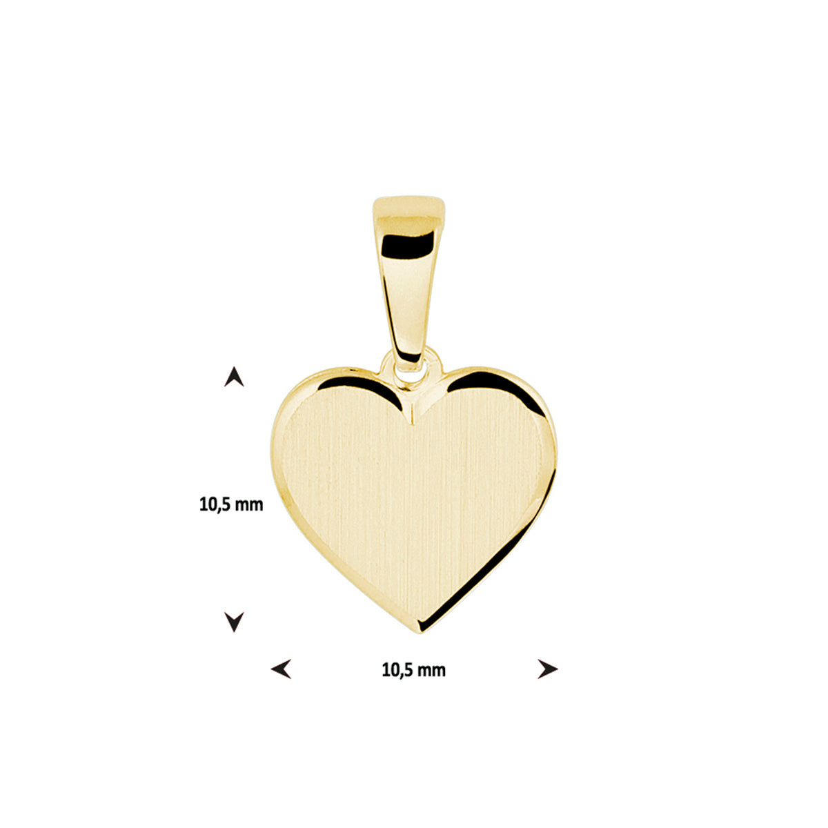 Graveerhartje poli/mat 14k geelgoud