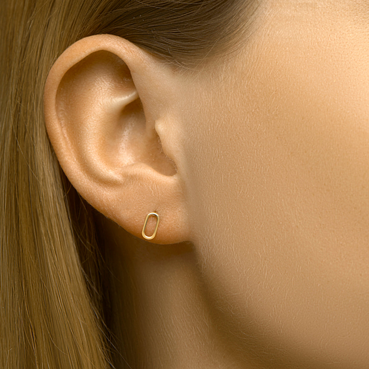 Oorknoppen ovaal 14k geelgoud