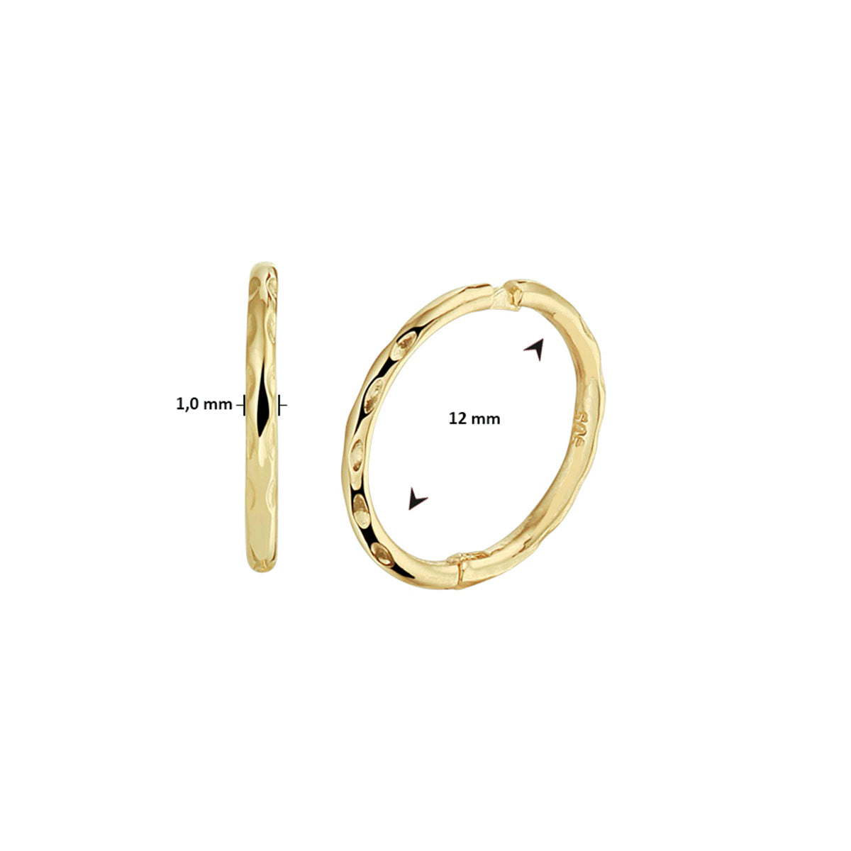 Klapoorringen gediamanteerd 14k geelgoud