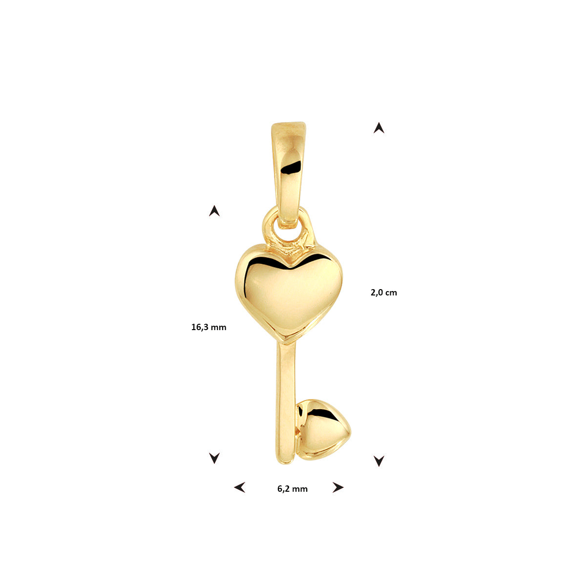 Hanger sleutel 14k geelgoud