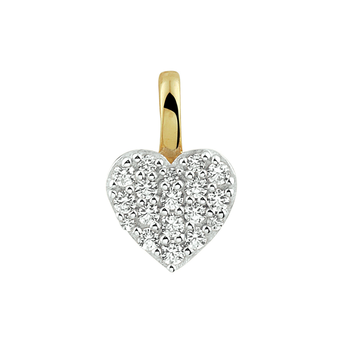 Hanger hart zirkonia bicolor gestift 14k geelgoud
