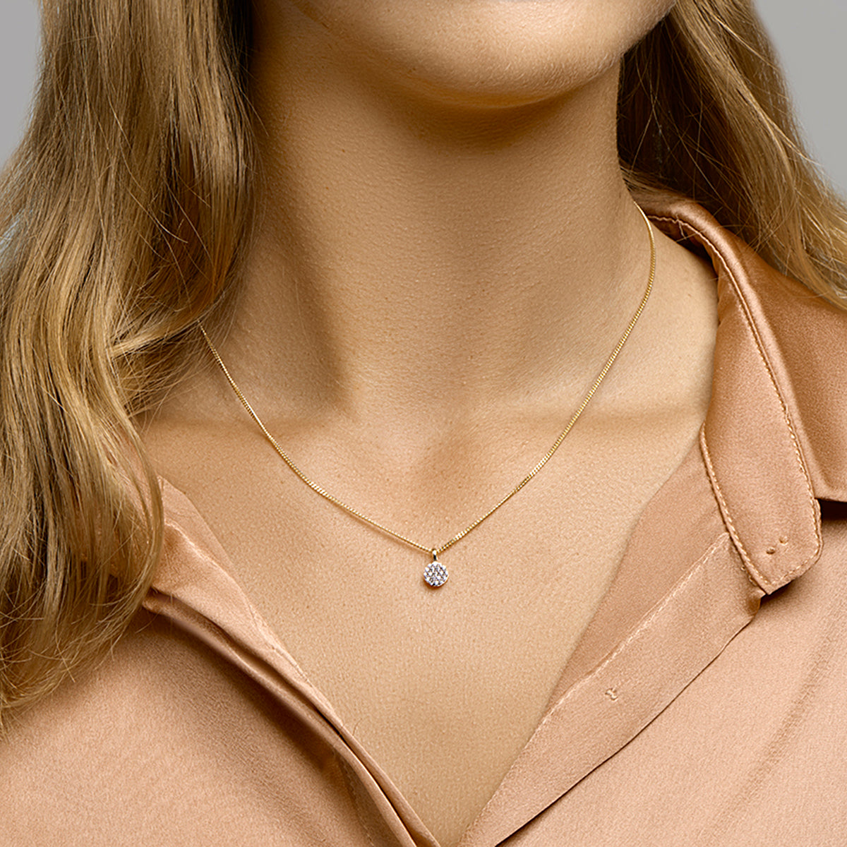 Hanger rond zirkonia bicolor gestift 14k geelgoud