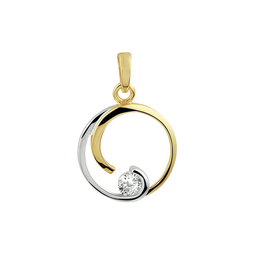 Hanger rond zirkonia bicolor gestift 14k geelgoud