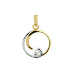 Hanger rond zirkonia bicolor gestift 14k geelgoud