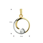Hanger rond zirkonia bicolor gestift 14k geelgoud