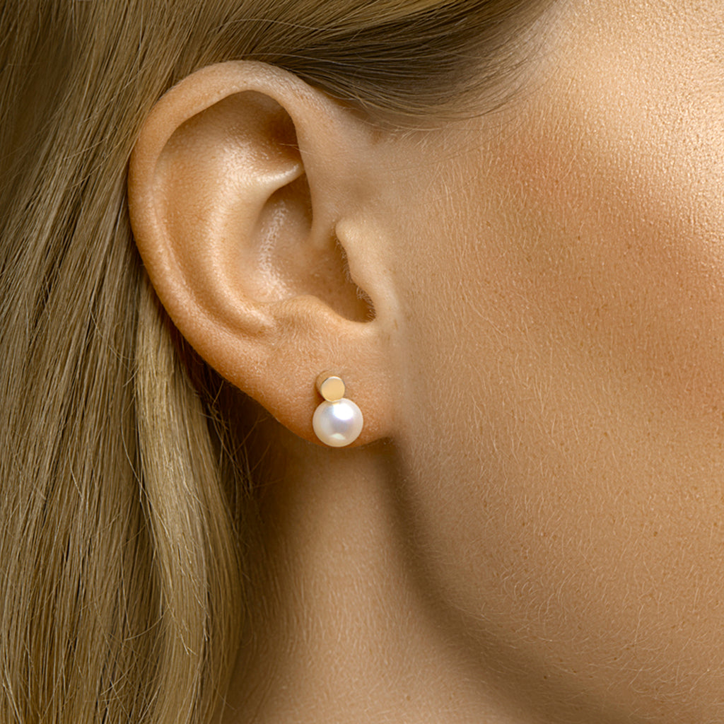 Oorknoppen parel 14k geelgoud
