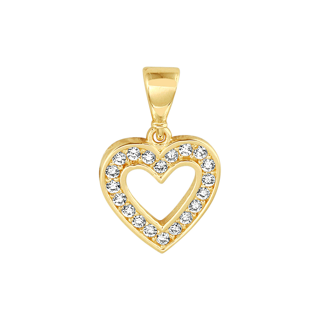 Hanger hart zirkonia 14k geelgoud