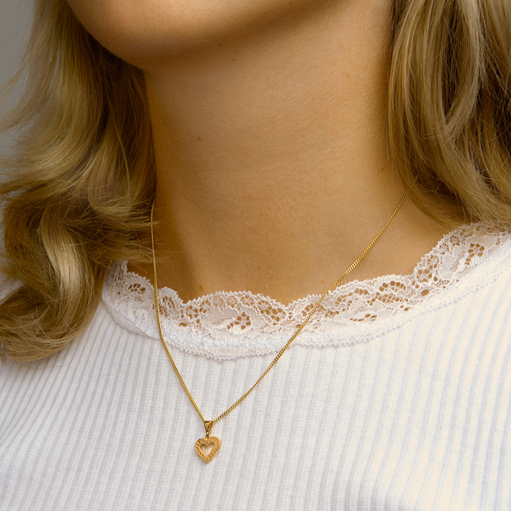 Hanger hart zirkonia 14k geelgoud