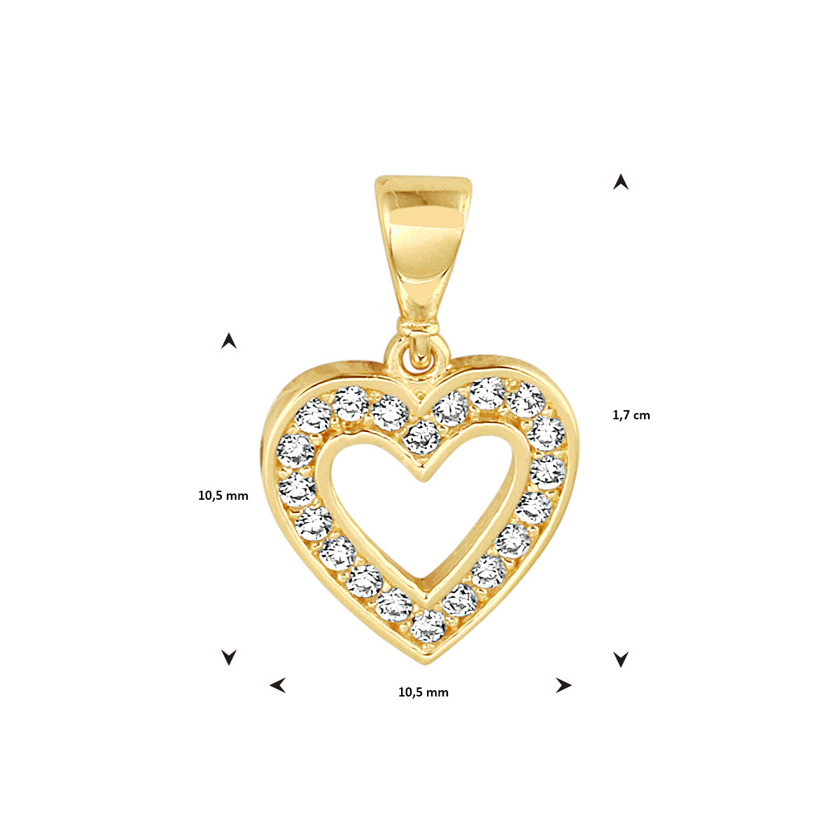 Hanger hart zirkonia 14k geelgoud