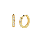 Klapoorringen zirkonia 14k geelgoud