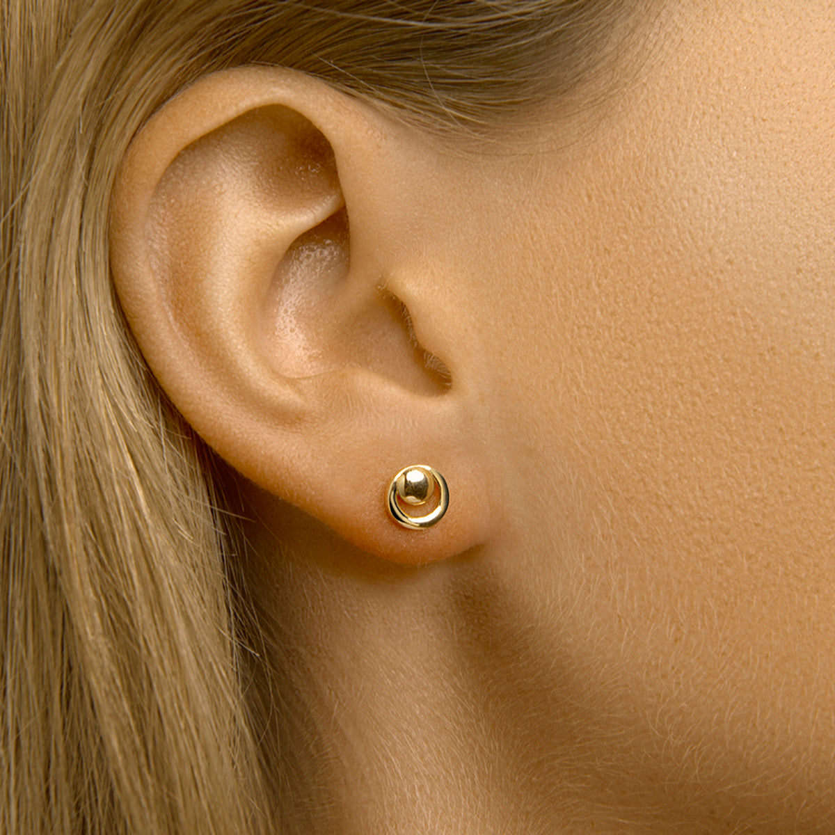 Oorknoppen rondjes 14k geelgoud