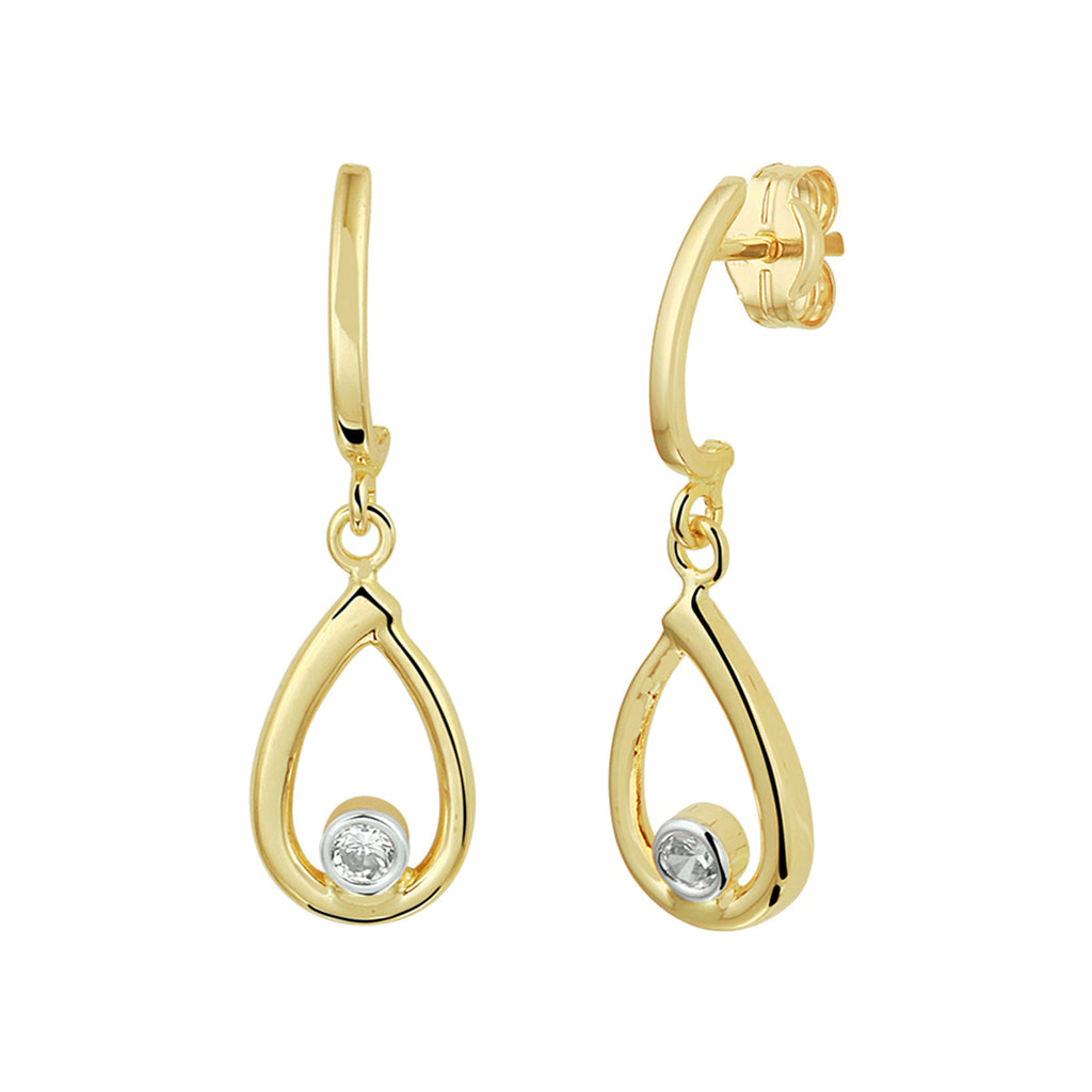 Oorhangers zirkonia 14k geelgoud