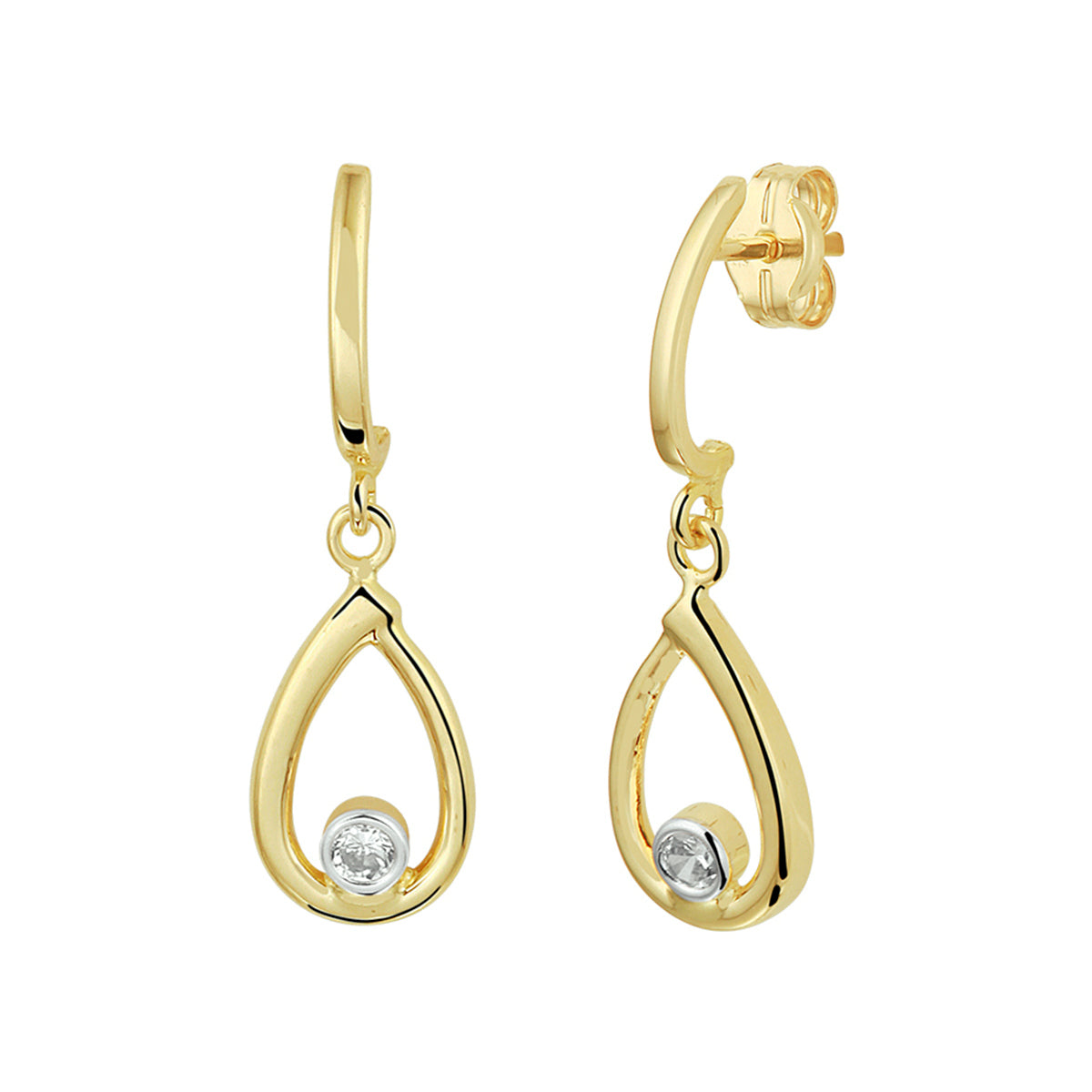 Oorhangers zirkonia 14k geelgoud