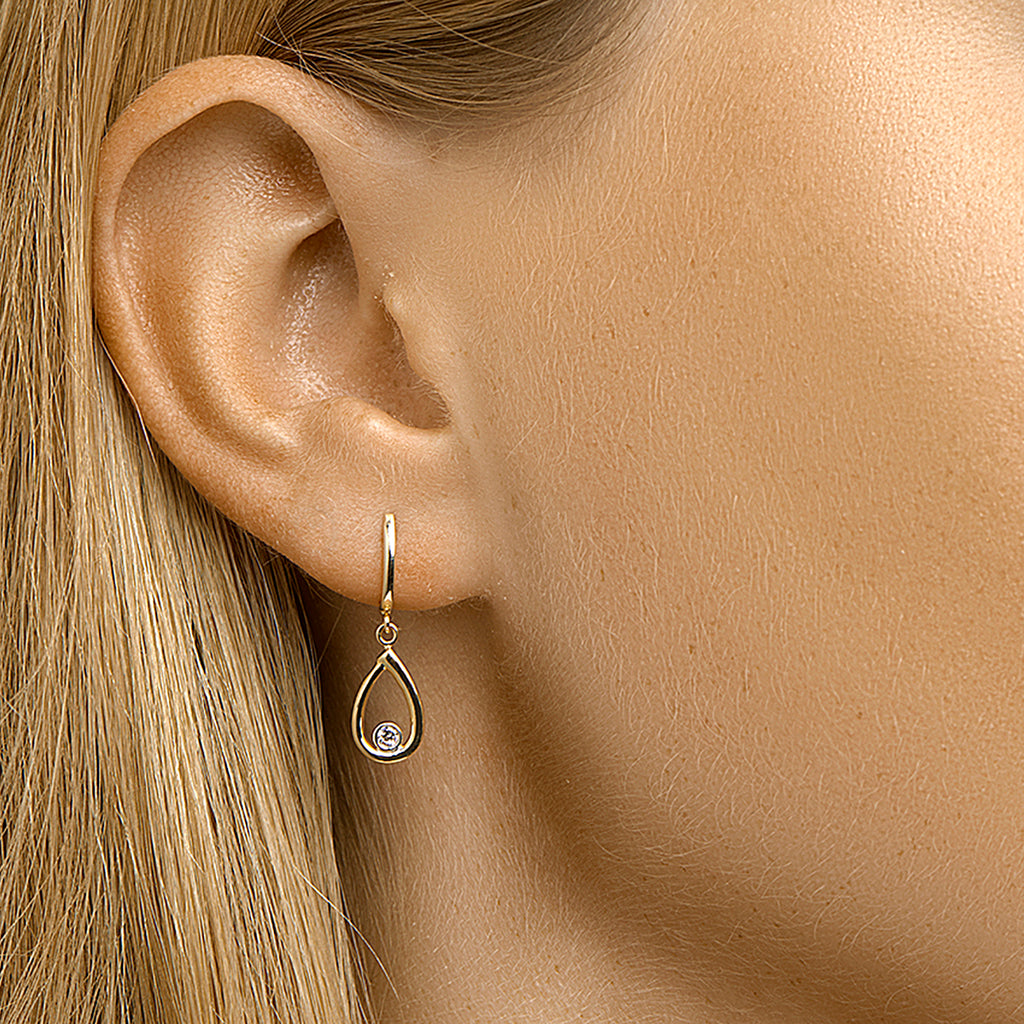 Oorhangers zirkonia 14k geelgoud