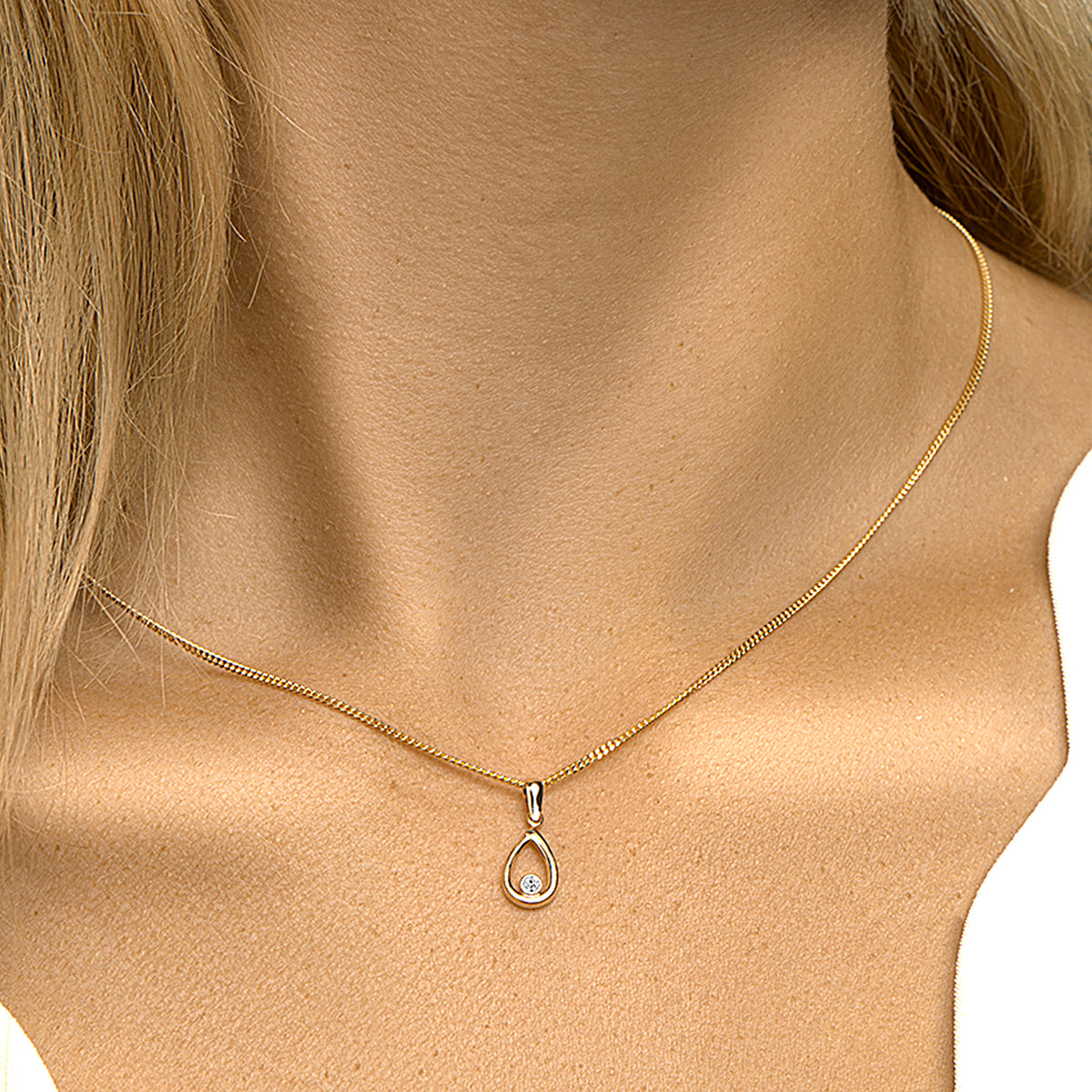 Hanger zirkonia 14k geelgoud