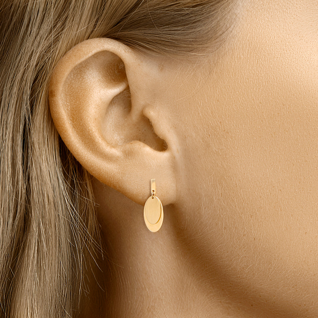 Oorhangers ovaal 14k geelgoud