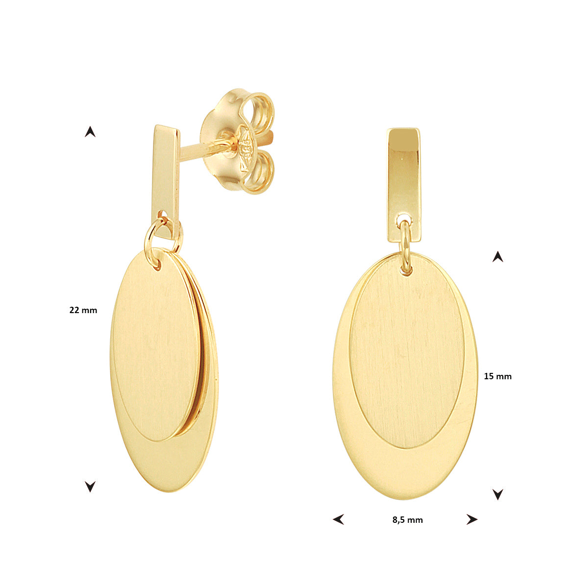 Oorhangers ovaal 14k geelgoud