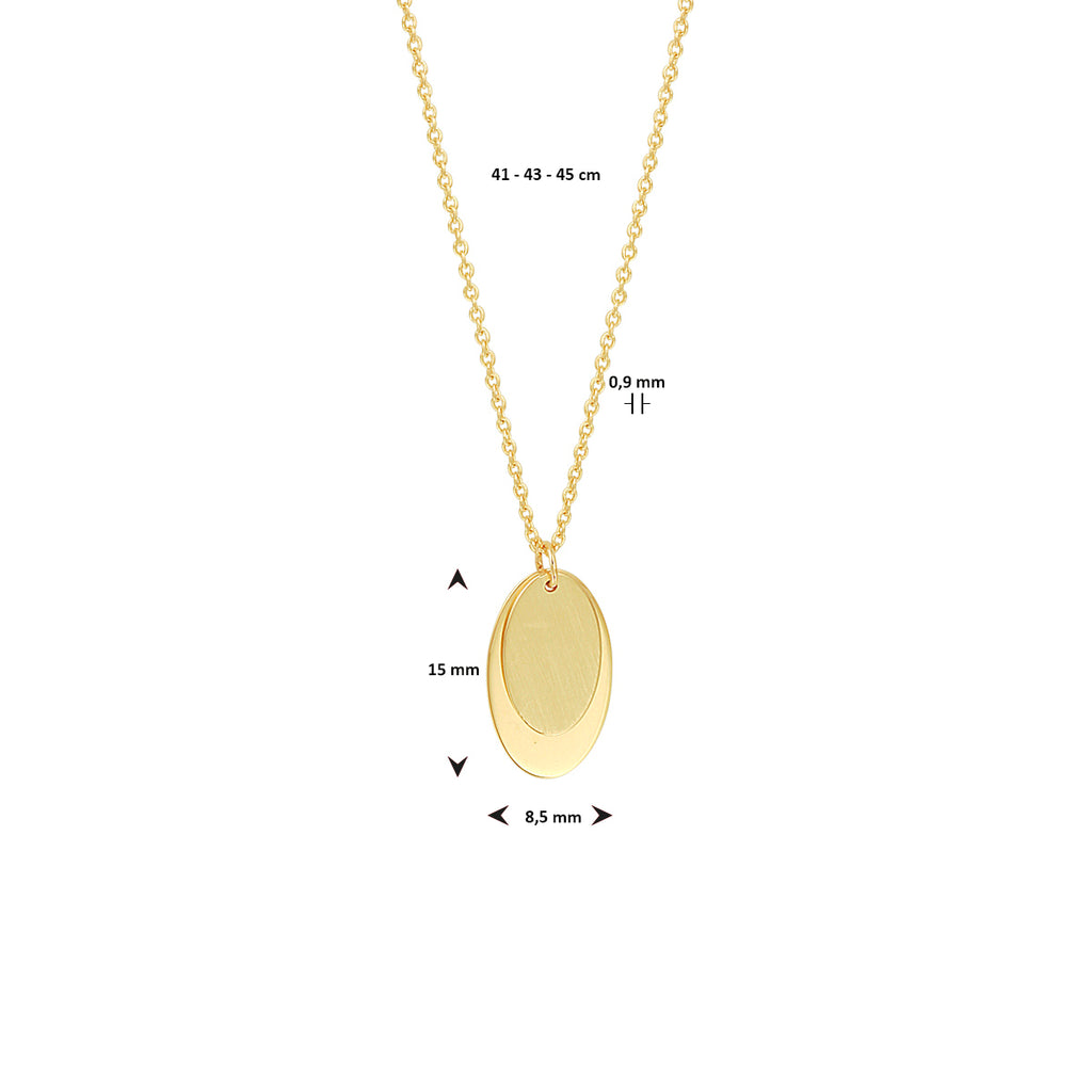 Collier ovaal 41 - 43 -45 cm 14k geelgoud
