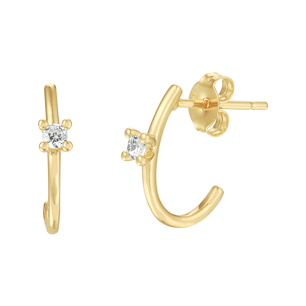 Oorknoppen zirkonia 14k geelgoud