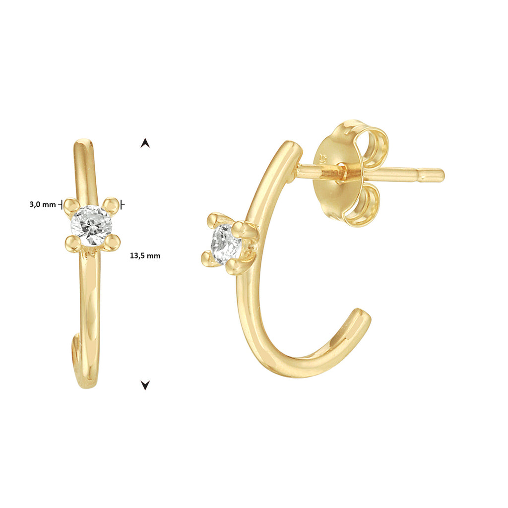 Oorknoppen zirkonia 14k geelgoud