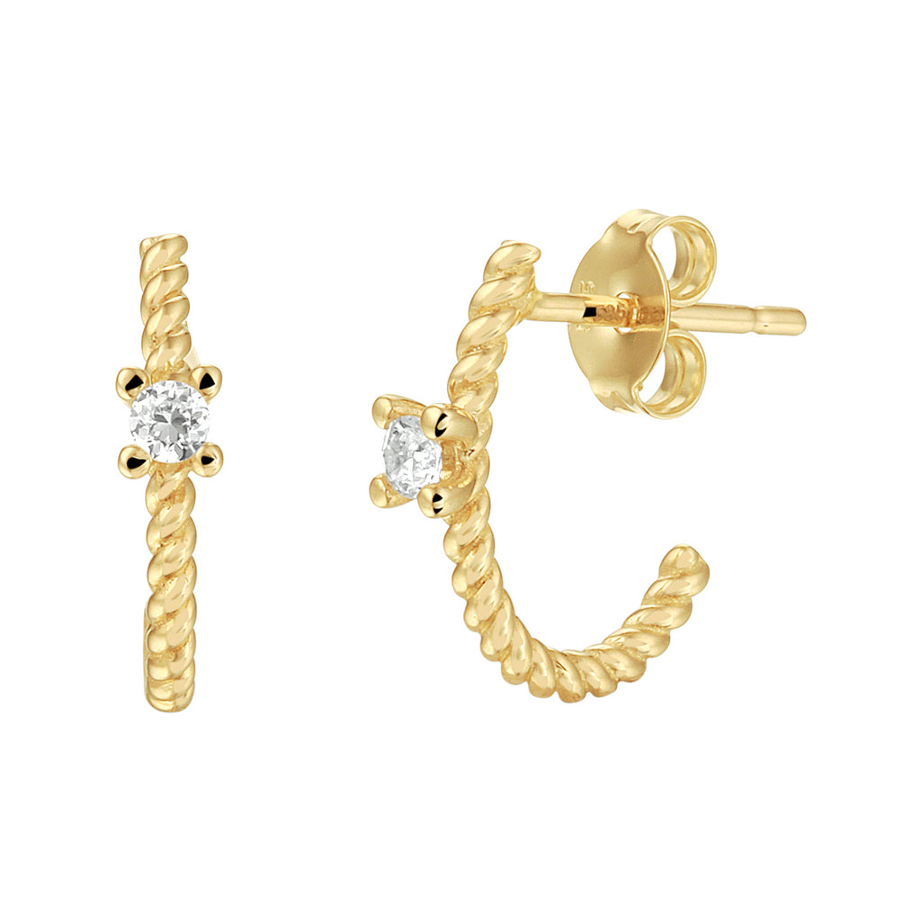 Oorknoppen gedraaid zirkonia 14k geelgoud