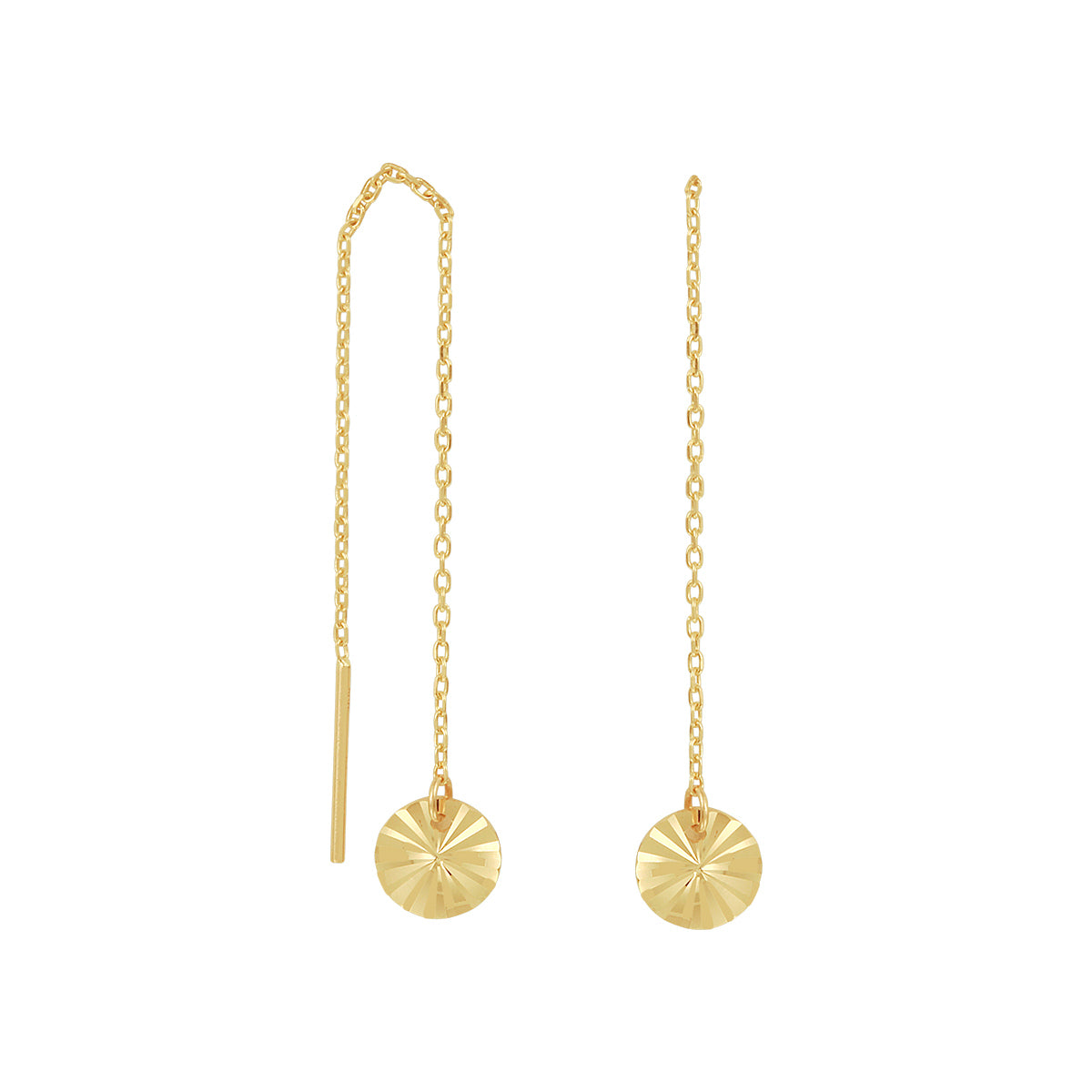 Doortrekoorbellen rondje gediamanteerd 14k geelgoud