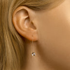 Doortrekoorbellen rondje gediamanteerd 14k geelgoud