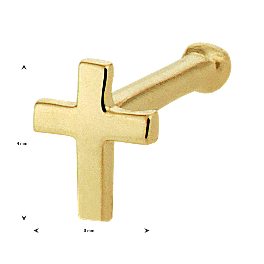 Kogel neusknopje kruis 14k geelgoud