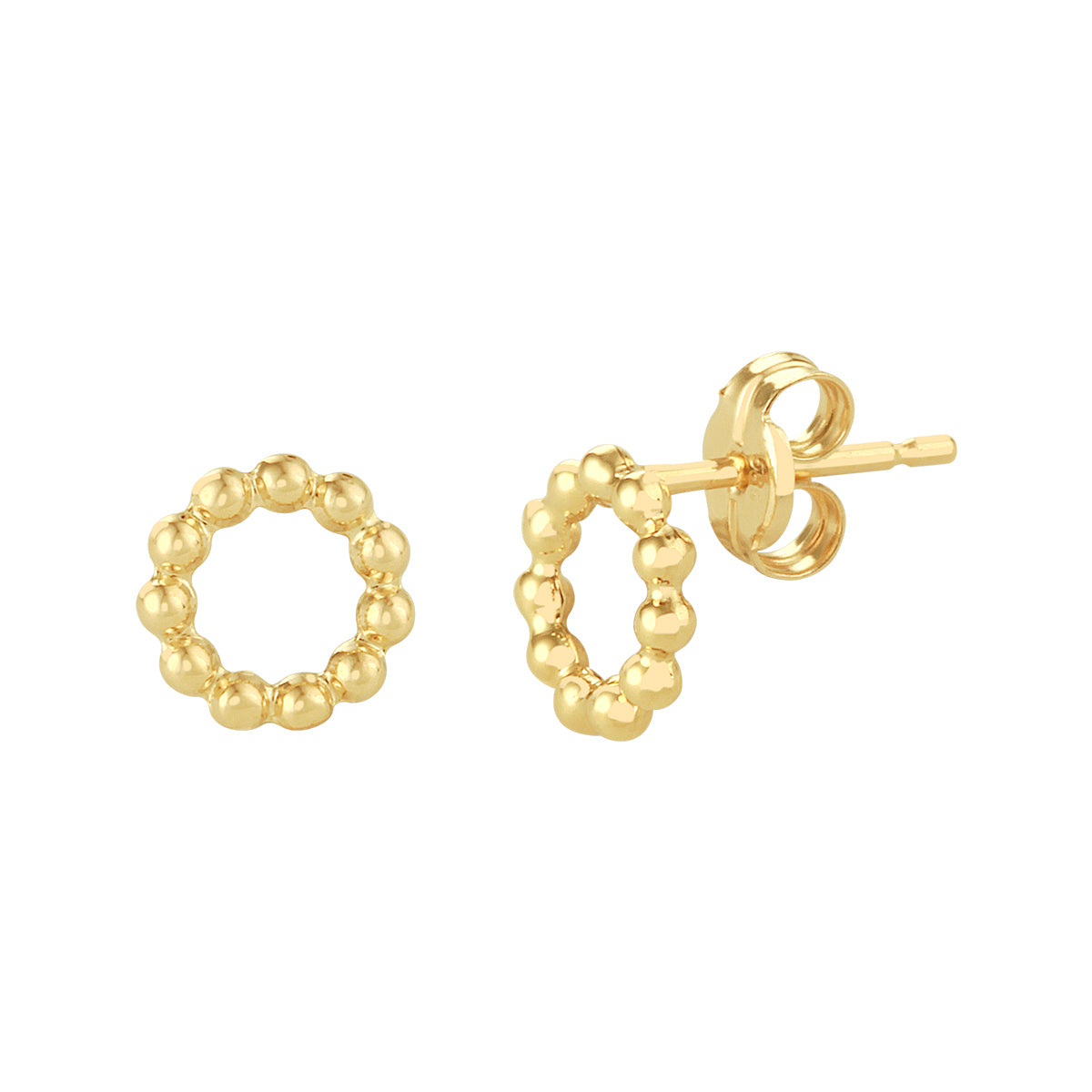 Oorknoppen rondje bolletjes 14k geelgoud