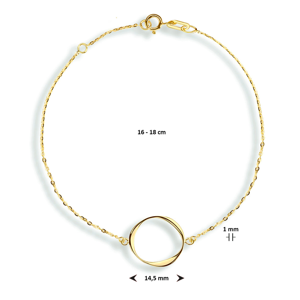 Armband rondje 16 - 18 cm 14k geelgoud