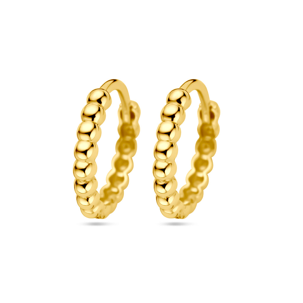 Klapoorringen bolletjes 14k geelgoud
