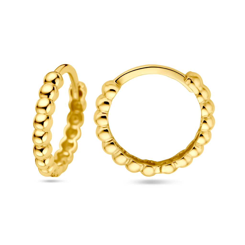 Klapoorringen bolletjes 14k geelgoud