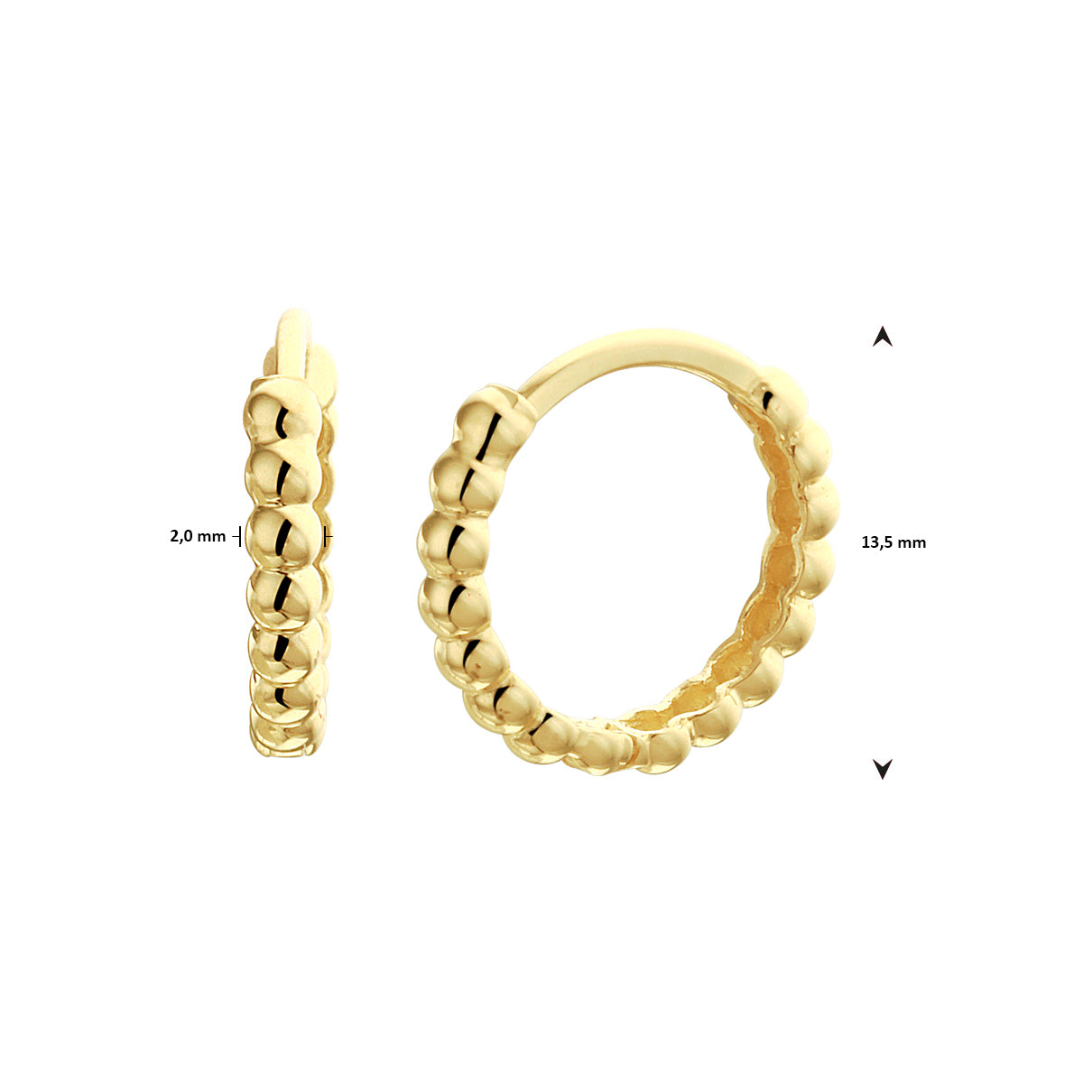 Klapoorringen bolletjes 14k geelgoud