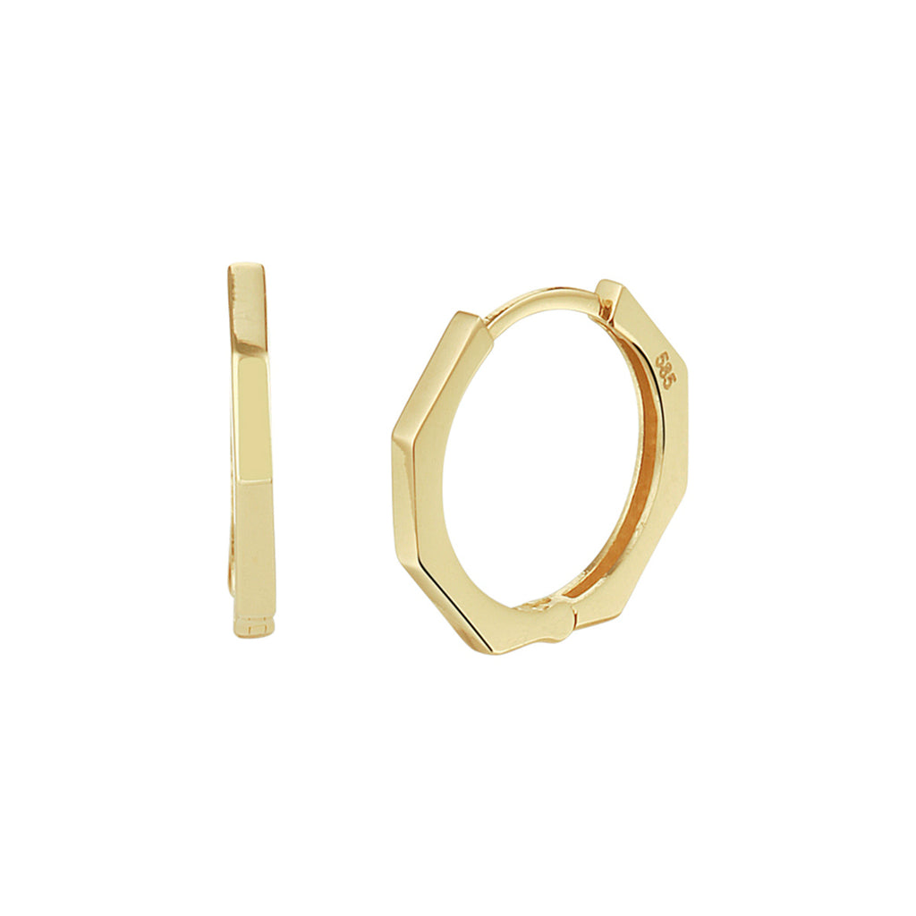 Klapoorringen achthoek 14k geelgoud