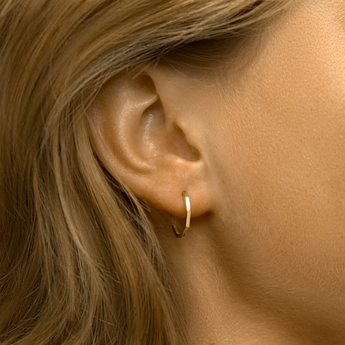 Klapoorringen achthoek 14k geelgoud