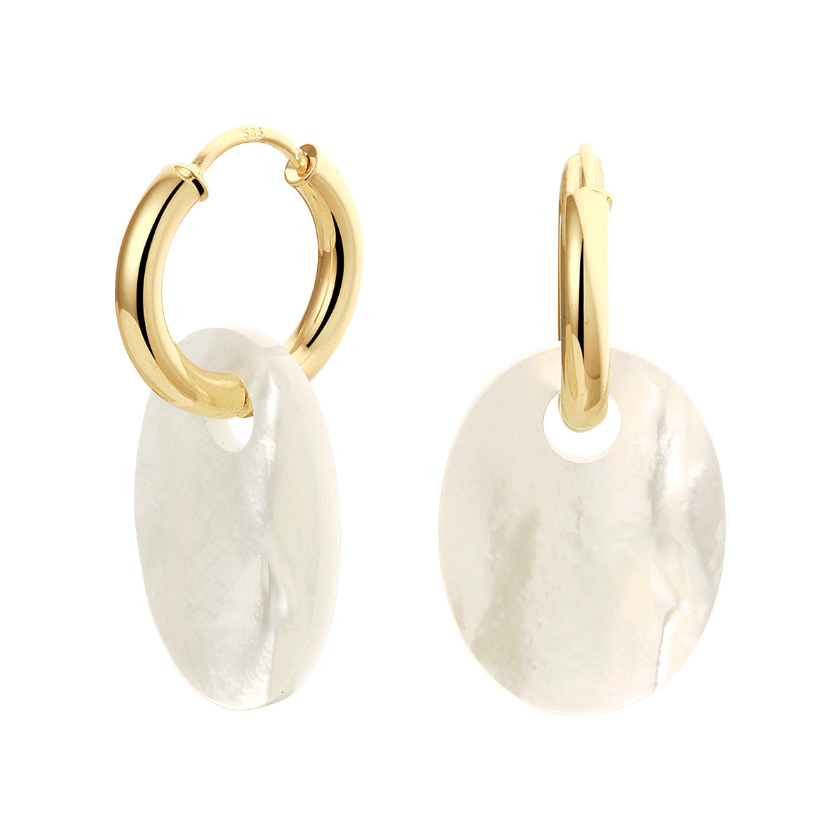 Klapoorringen parelmoer 14k geelgoud