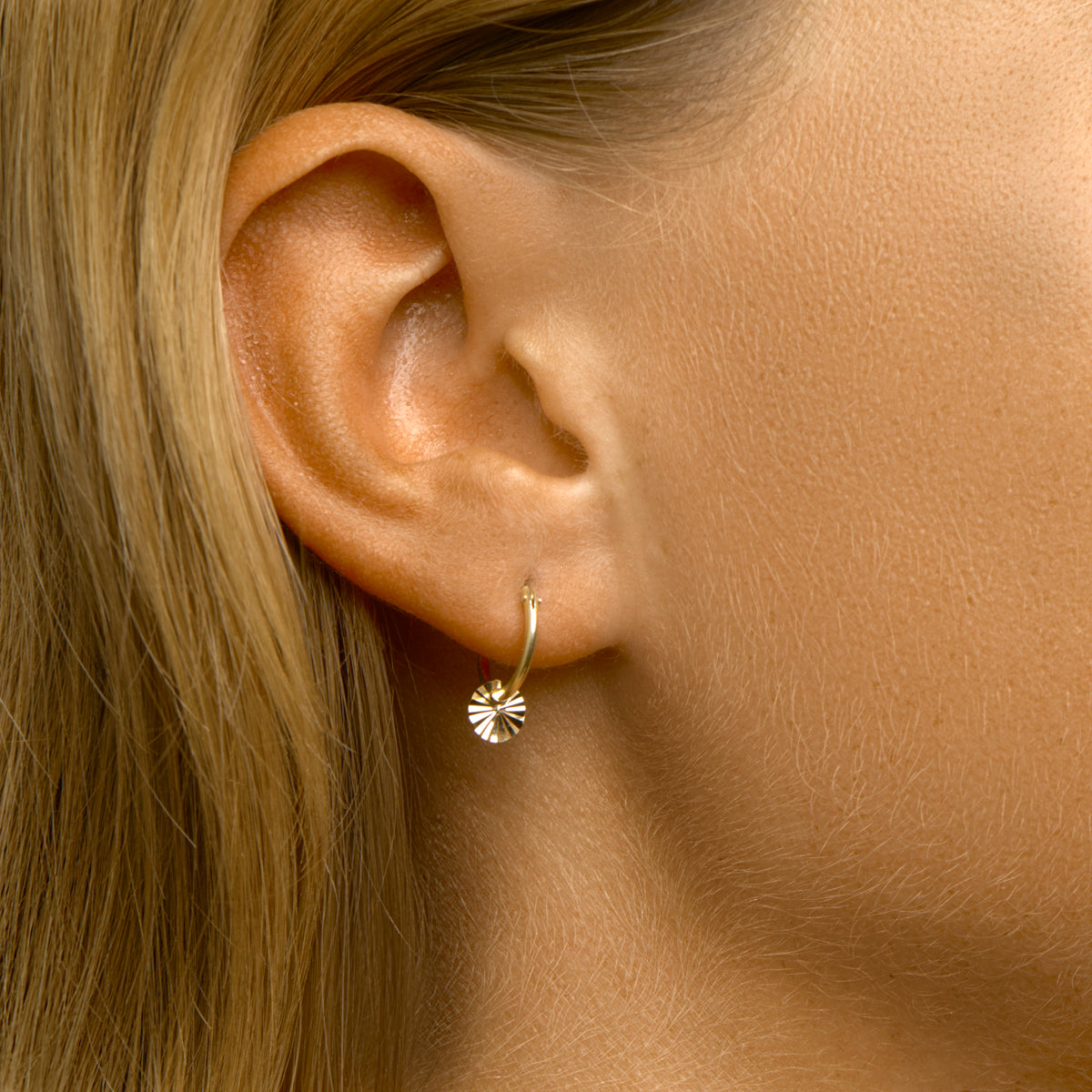 Oorringen rondje gediamanteerd 14k geelgoud