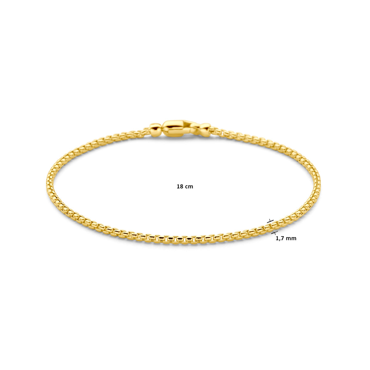 Armband venetiaans bol 1,7 mm 18 cm 14k geelgoud