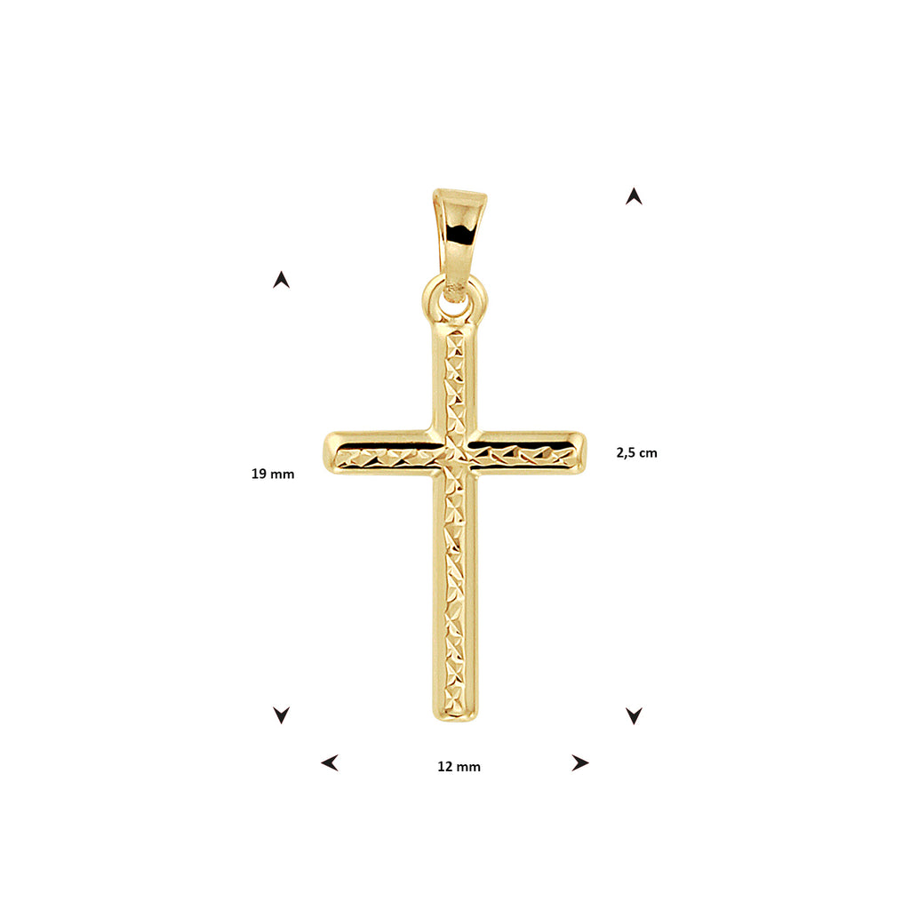 Hanger kruis gediamanteerd 14k geelgoud