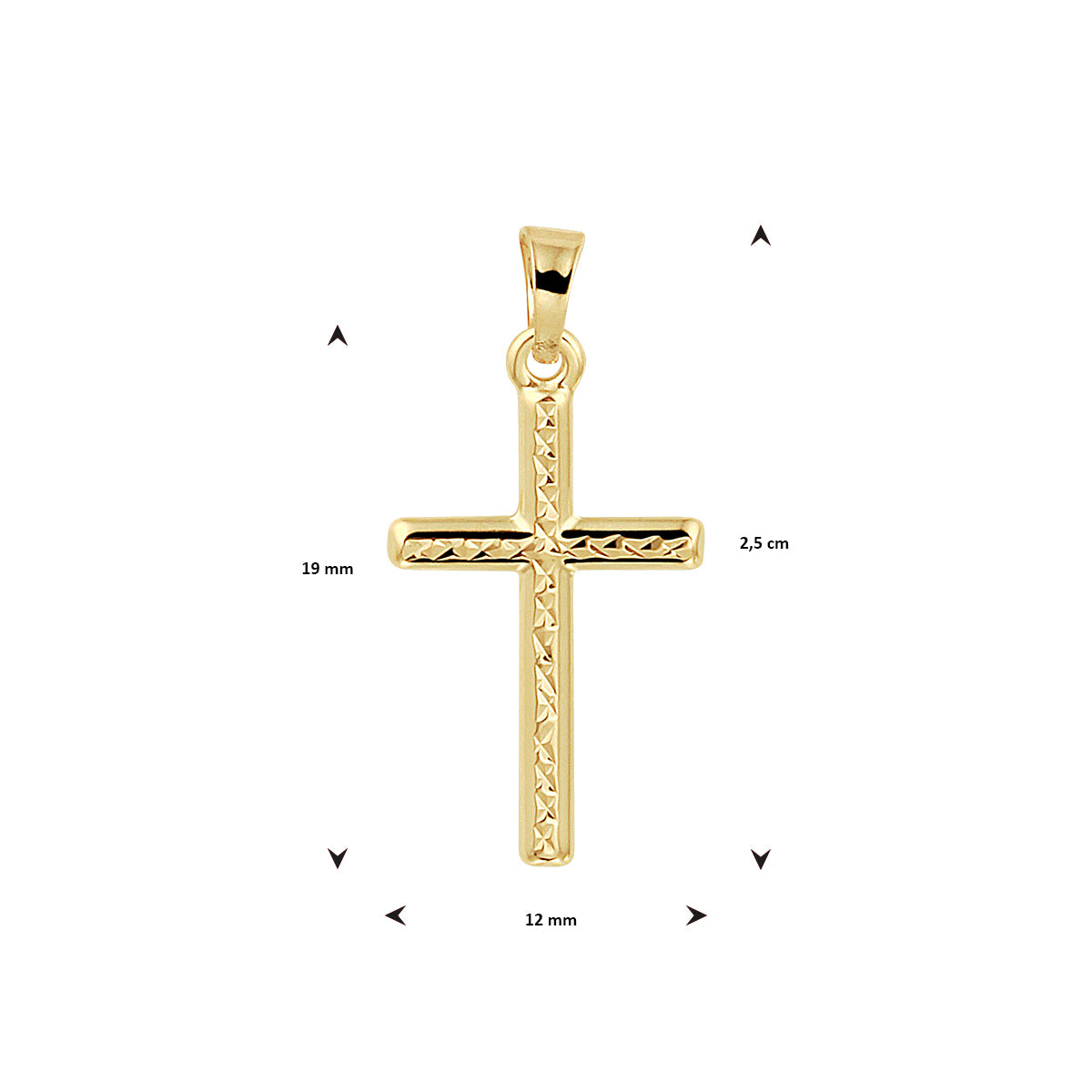 Hanger kruis gediamanteerd 14k geelgoud