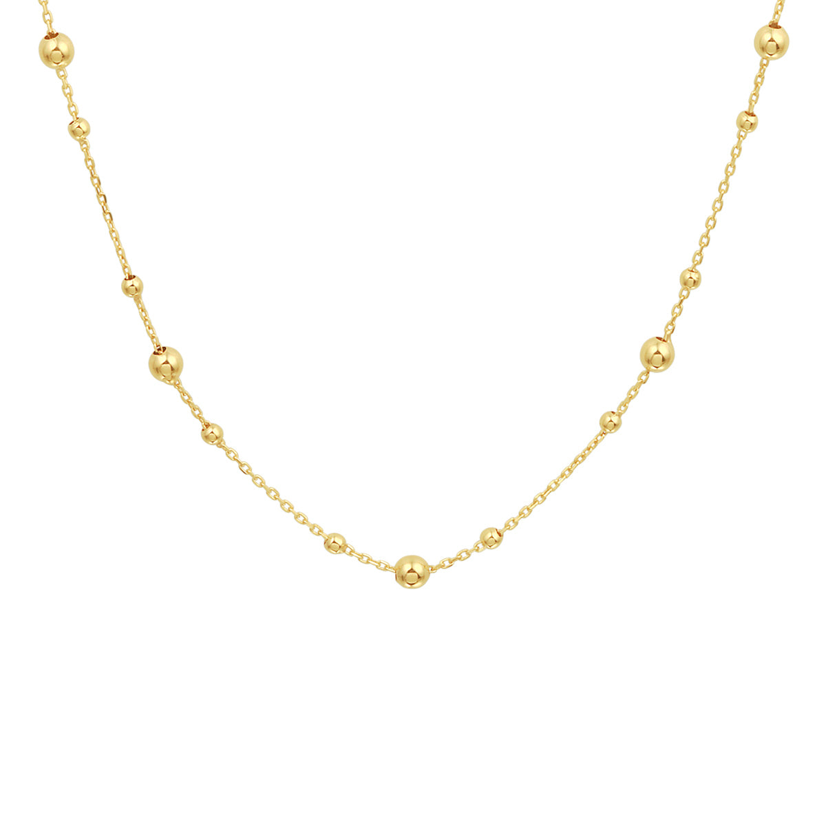 Collier bolletjes 0,8 mm 41 + 4 cm 14k geelgoud