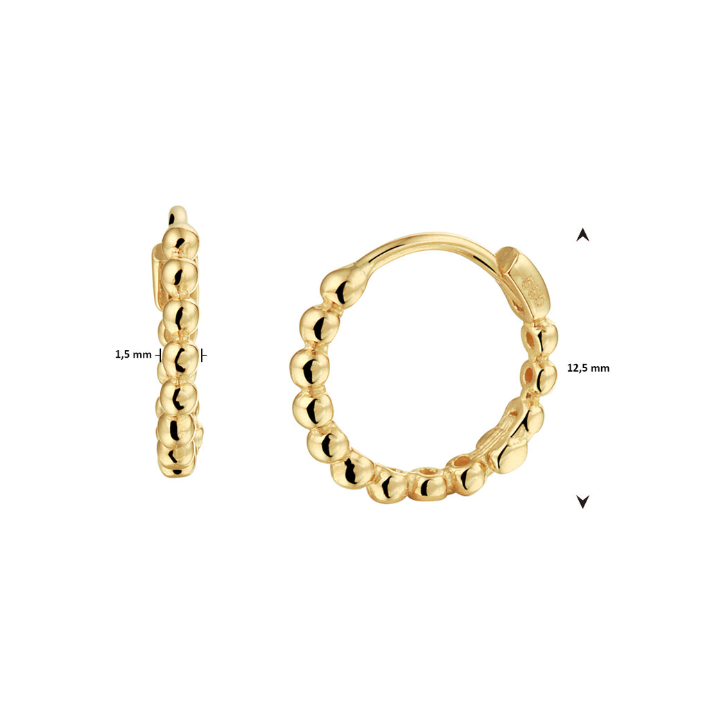 Klapoorringen bolletjes 14k geelgoud