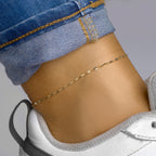 Enkelbandje plaatjes 1,5 mm 24 - 26 cm 14k geelgoud