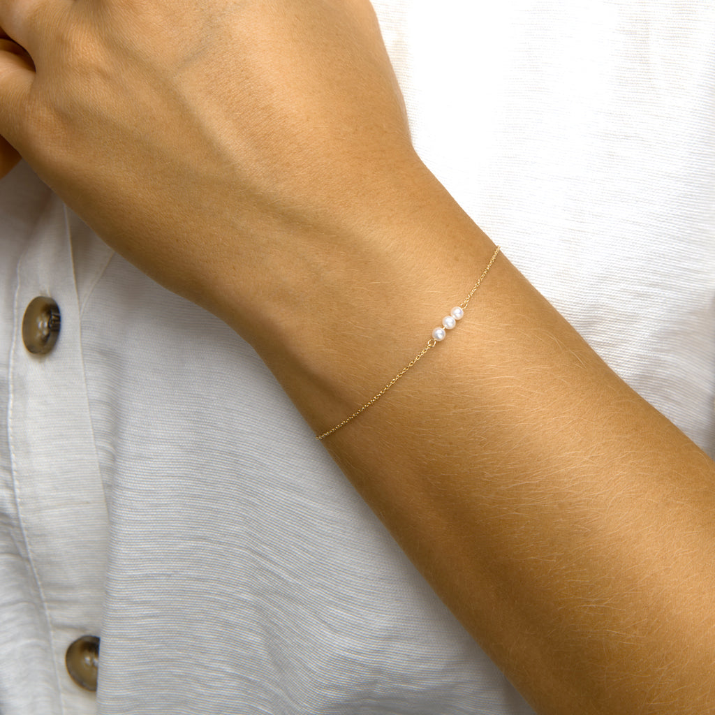 Armband parel 16,5 - 17,5 - 18,5 cm 14k geelgoud