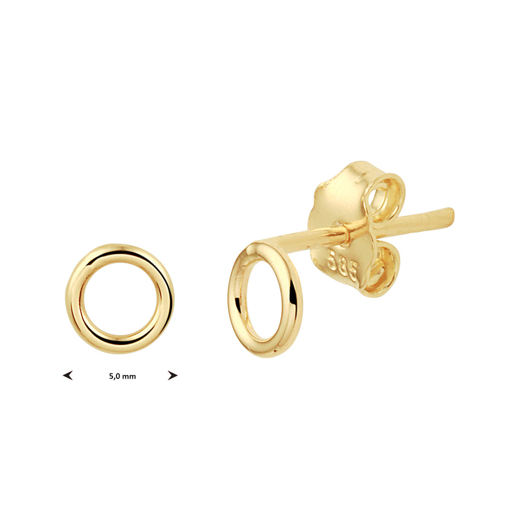 Oorknoppen rond 14k geelgoud