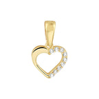 Hanger hart zirkonia 14k geelgoud