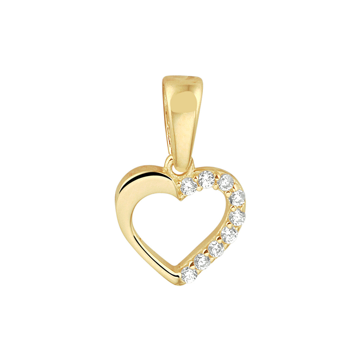 Hanger hart zirkonia 14k geelgoud