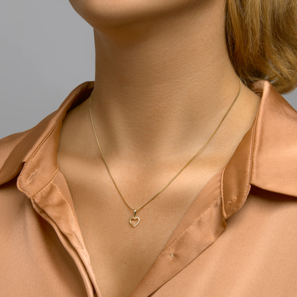 Hanger hart zirkonia 14k geelgoud