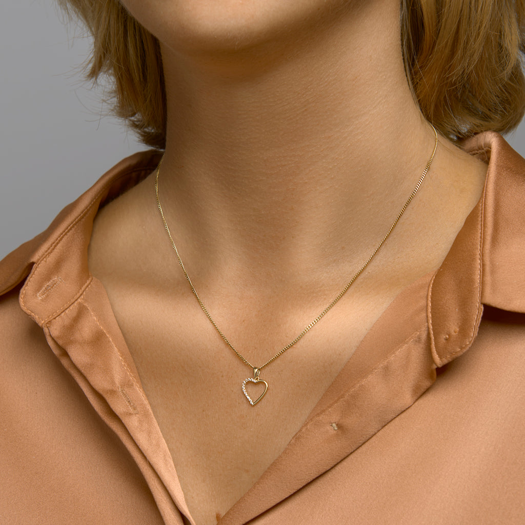 Hanger hart zirkonia 14k geelgoud