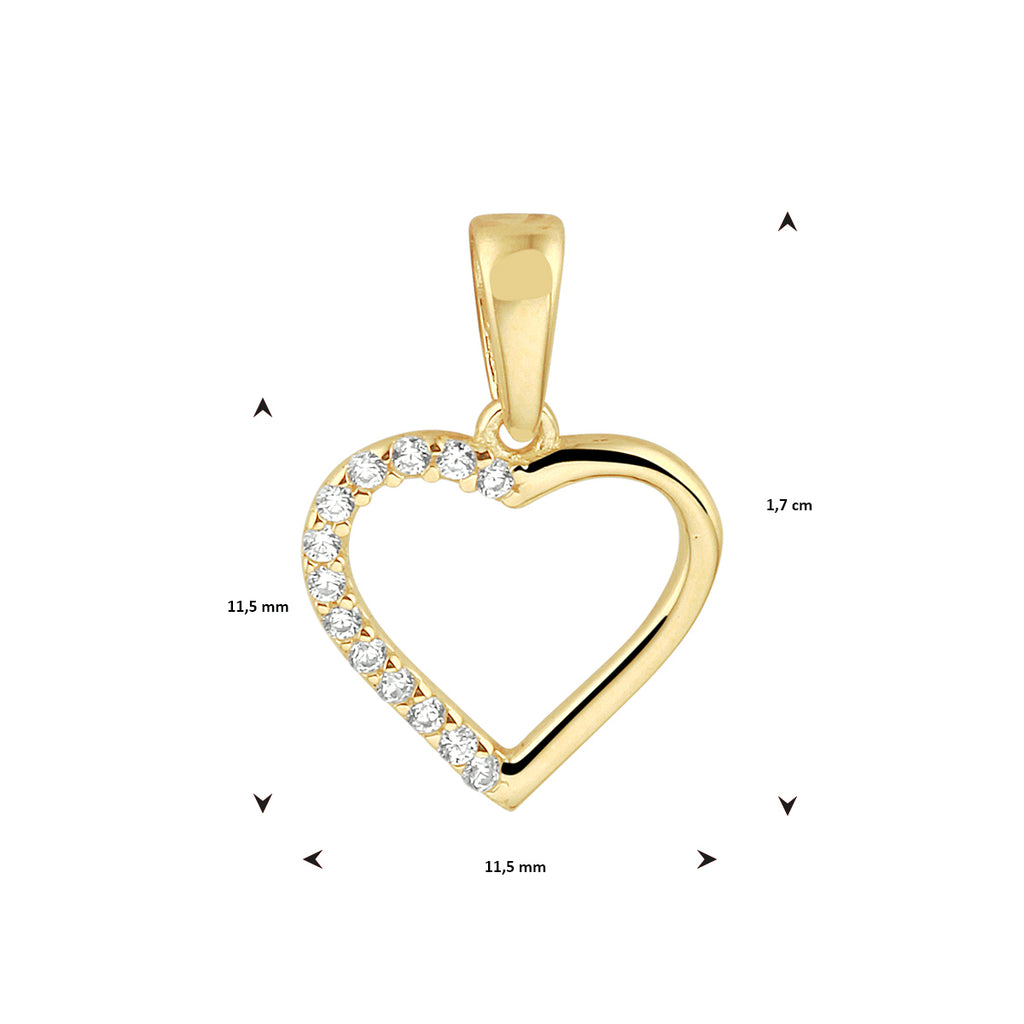 Hanger hart zirkonia 14k geelgoud